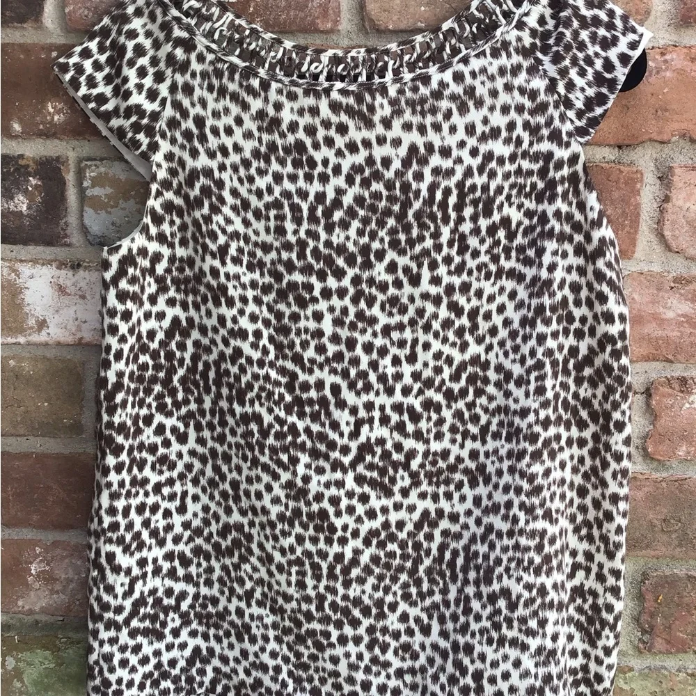 Kate Spade Brown and ivory Ruffled Cap Sleeve Blouse size medium